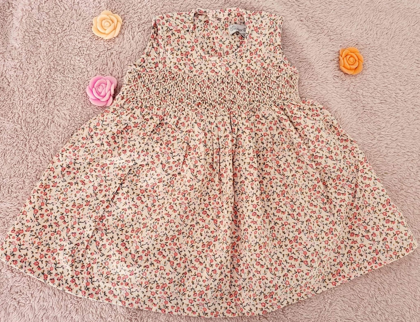 Peach flowers Smocked Dress