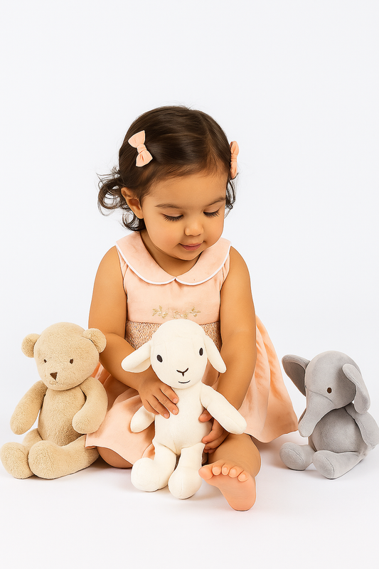 Light peach hand embroidered smocked dress