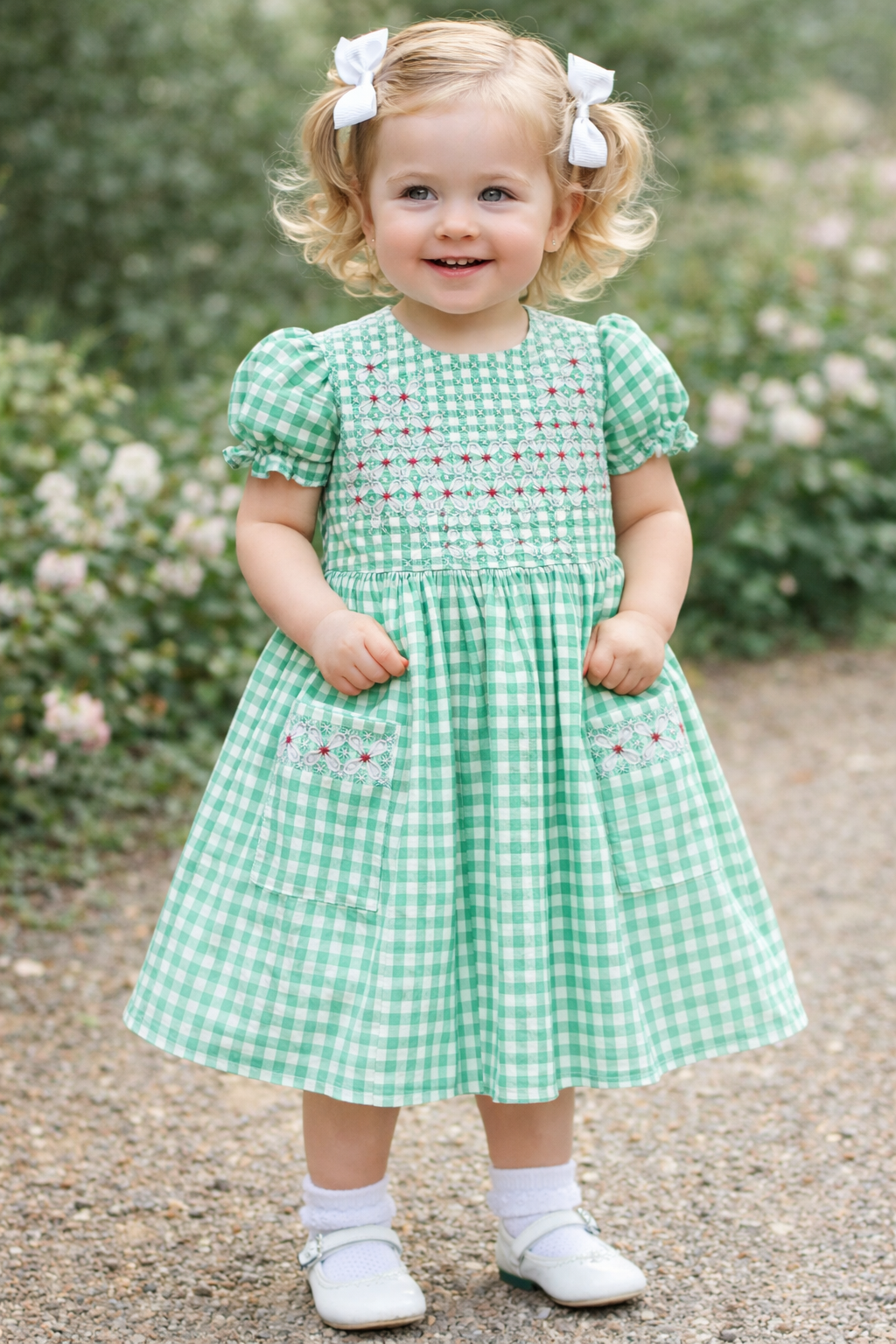 Graceful Green Gingham Dress
