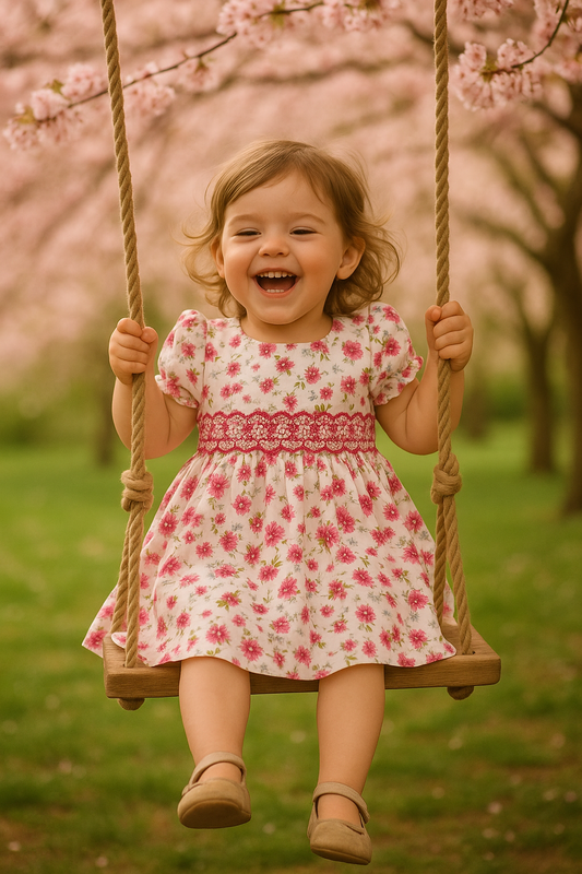 Red Floral Smocked Dress