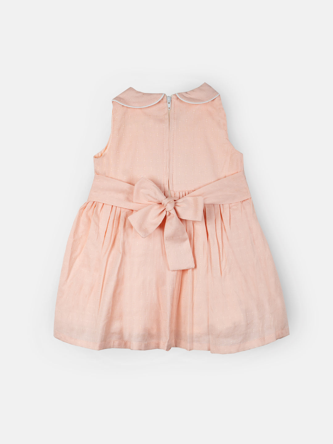 Light peach hand embroidered smocked dress